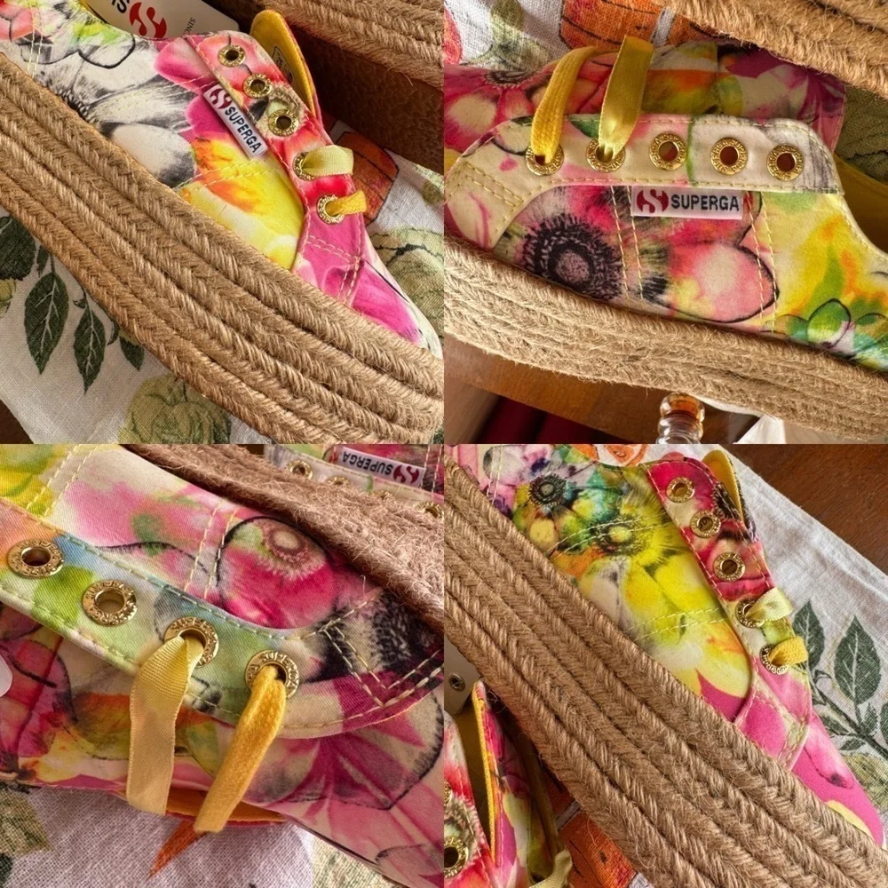 Superga NWT floral platform espadrille shoes size 36